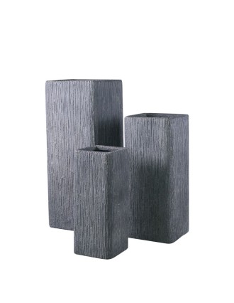 Κασπώ Ψηλό Τετράγωνο Ανάγλυφο Oranon Fiber Cement Grey 30x30x70H