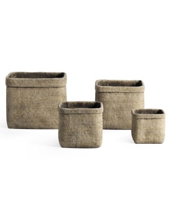 Κασπώ Τετράγωνο Fiber Cement Rattan 25x25x22H Oranon