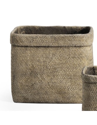 Κασπώ Τετράγωνο Fiber Cement Rattan 25x25x22H Oranon