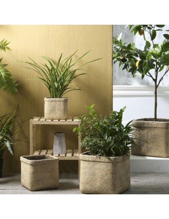 Κασπώ Τετράγωνο Fiber Cement Rattan 25x25x22H Oranon