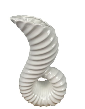 Κεραμικό Βάζο Κοχύλι Η 30 cm Φ 11*8 cm Λευκό Oranon
