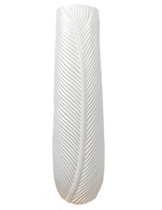 Κεραμικό Βάζο 11.5Χ58 cm Λευκό Φύλλο Oranon