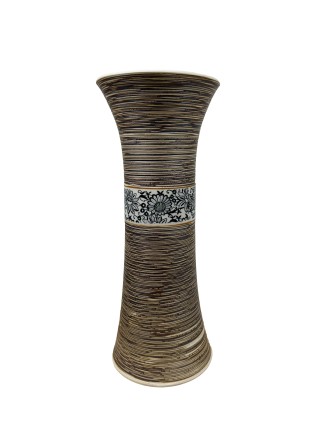 Βάζο Κεραμικό Όψη Ξύλου Καφέ Φ 13X31 cm Oranon