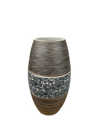 Βάζο Κεραμικό Όψη Ξύλου Καφέ Φ 14X28 cm Oranon