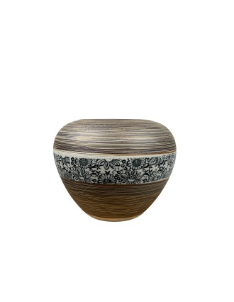 Βάζο Κεραμικό Όψη Ξύλου Καφέ Φ 20X16 cm Oranon
