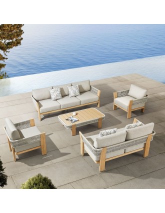 Καναπές Τριθέσιος Teak Wood Εξωτερικού Χώρου 76,5x195x60 Borromeo Oranon