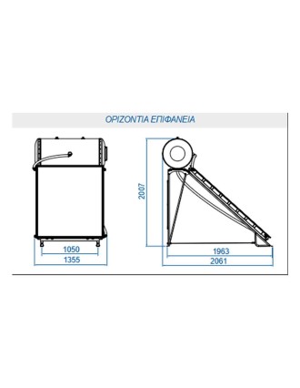 Ηλιακός Θερμοσίφωνας Oranon 160L Διπλής Ενέργειας 2,6m2 - Βάση Ταράτσας